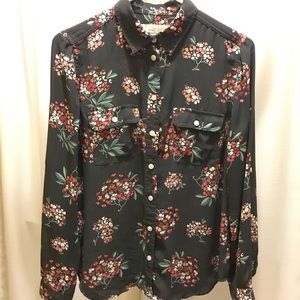 LOFT Floral Utility Blouse